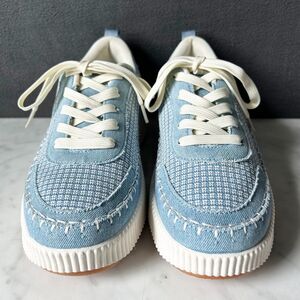 Platform Wedge Sneakers Blue/White Nicole Miller Brita Women's Size 9 NEW